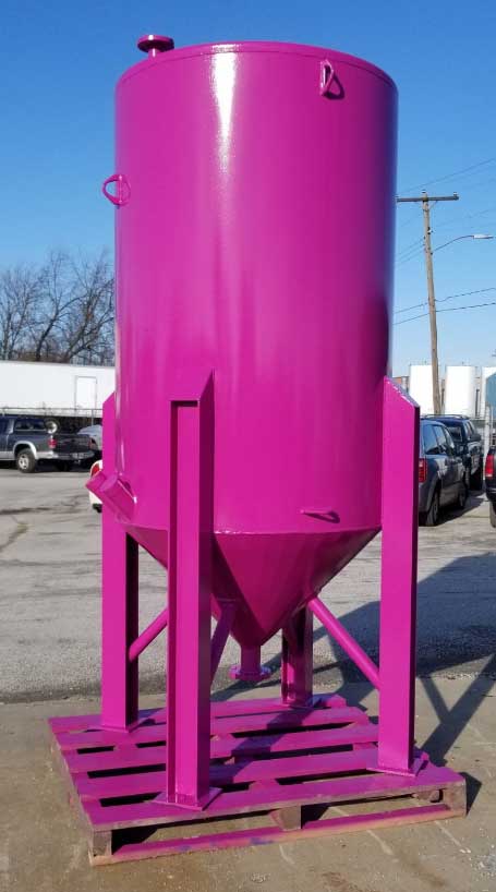 850 gallon leg supported cone bottom tank in custom color