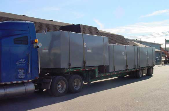 5,000 Gallon Rectangular Fireguard® Tanks loaded for shipment to the 2002 Winter Olympics.