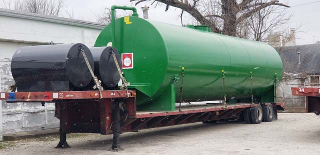 12000 GAL DOUBLE WALL ON SADDLES W/ REMOTE FILL AND PUMP PLATFORM