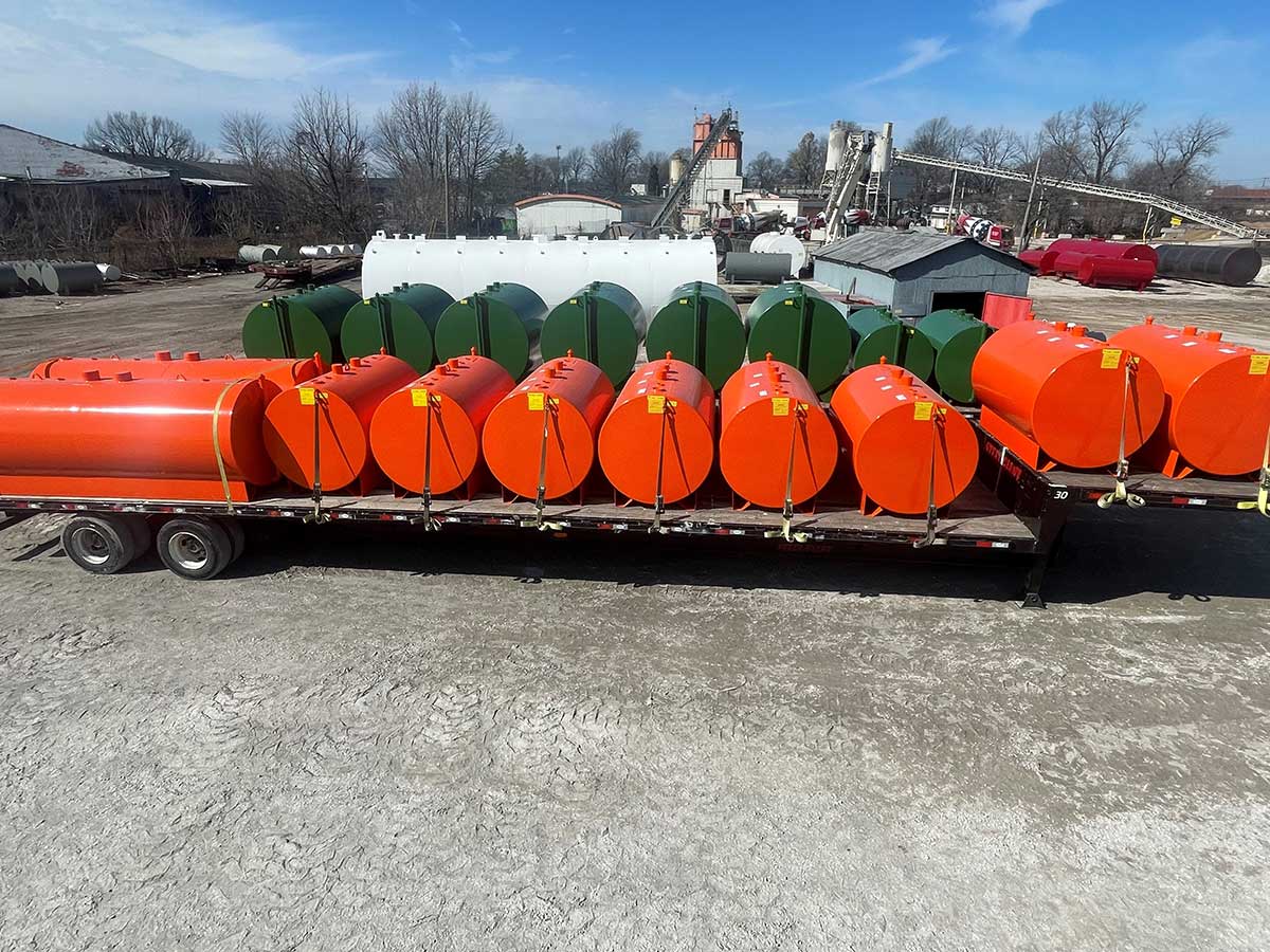ORANGE 550 & 1100 GAL DW; GREEN 550 & 64” DIA. 1000 GAL DW, ALL BOX SKID supports