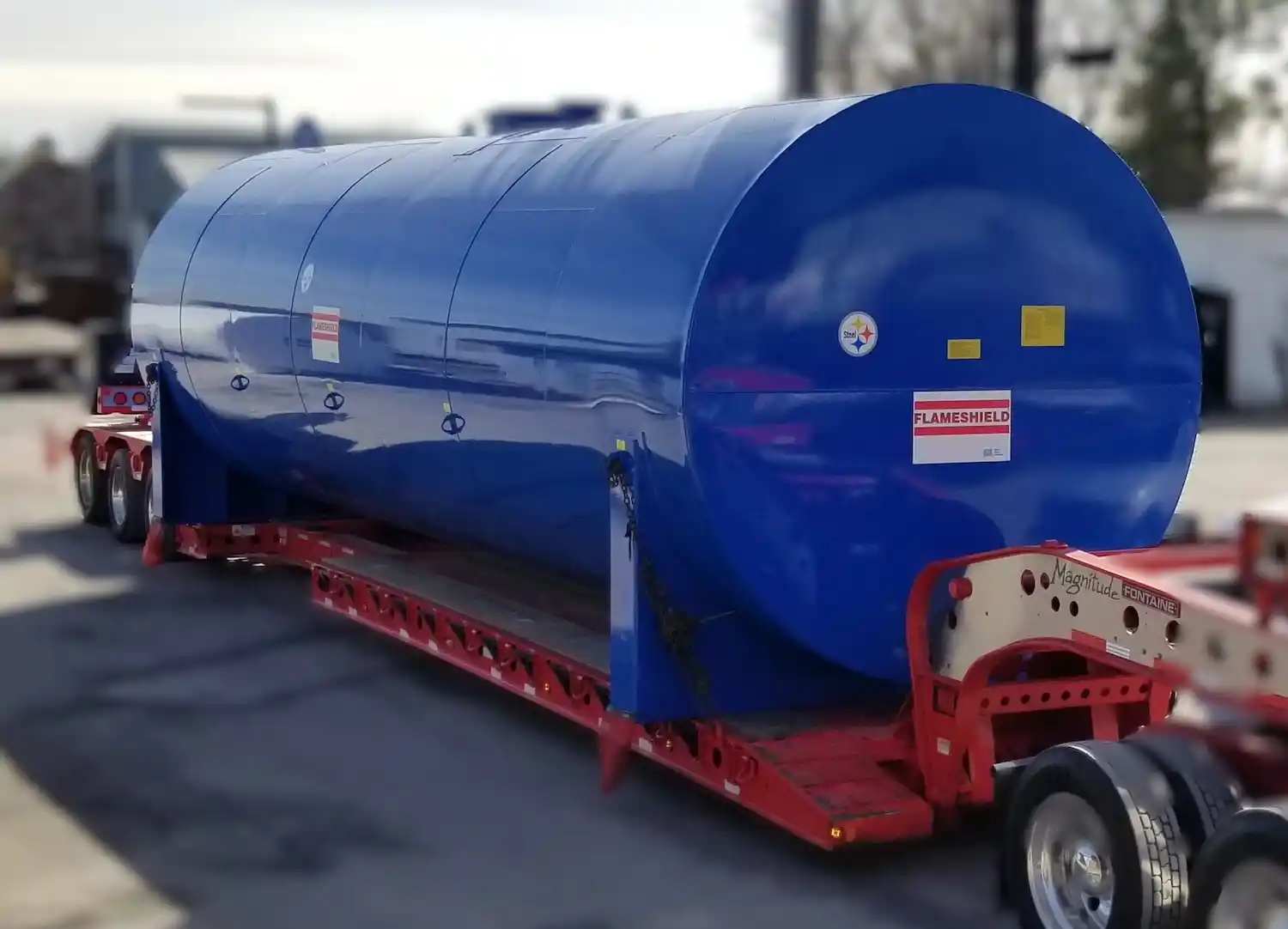 25,000 gallon horizontal Flameshield on 2 saddle supports